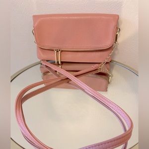 Pink Crossbody Purse with Gold Hardware